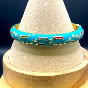 Vintage Jiu Long Xing Enamel Hinged Bracelet